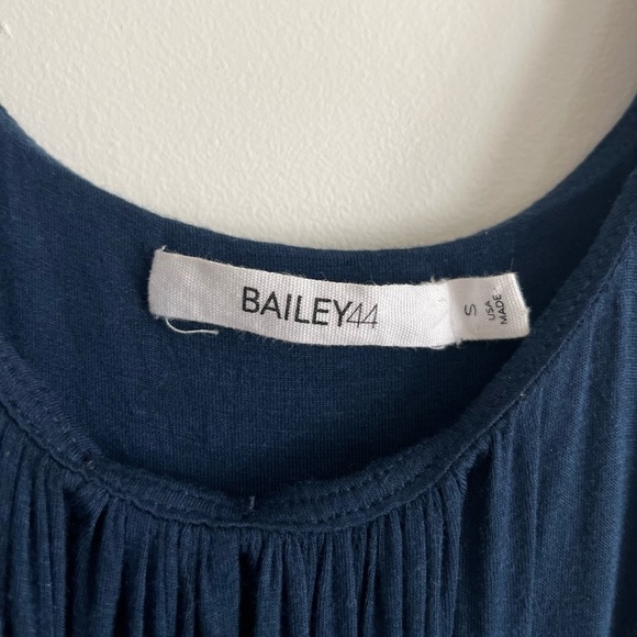 Anthropologie Bailey 44 Navy Blue Maxi Dress Sz Large Slit Scoop Neck Ruched - Picture 11 of 13